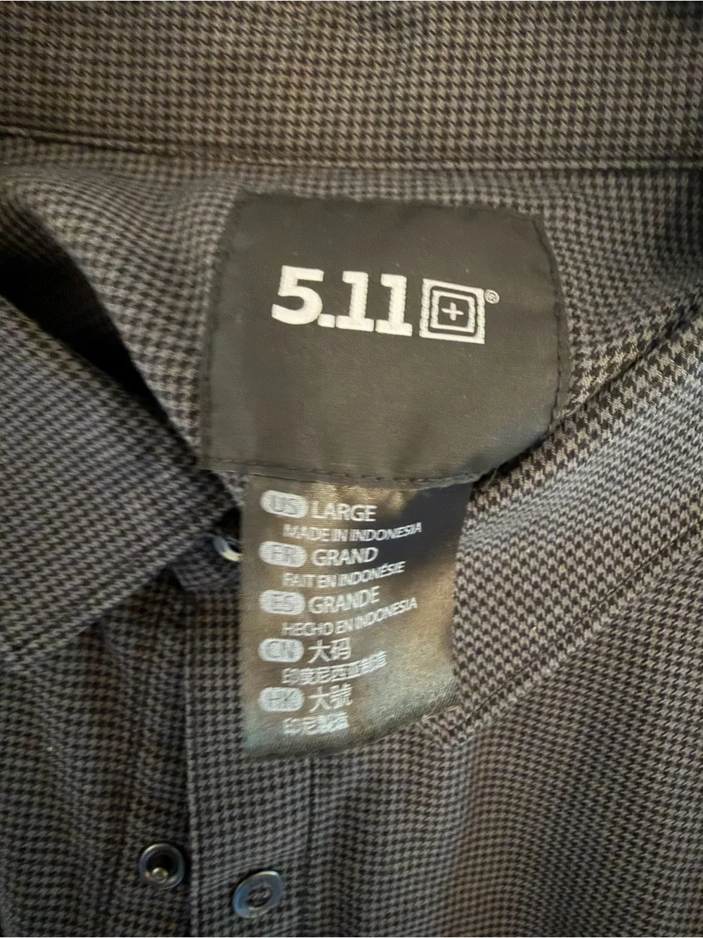 5.11 Tactical Men’s Long Sleeve Button Down Shirt Black Gray Large